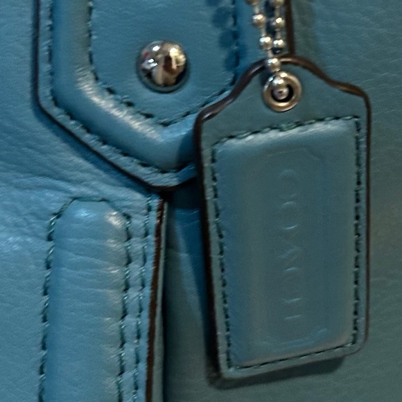 Coach Teal Leather Handbag shoulder bag hobo satchel - Picture 2 of 11